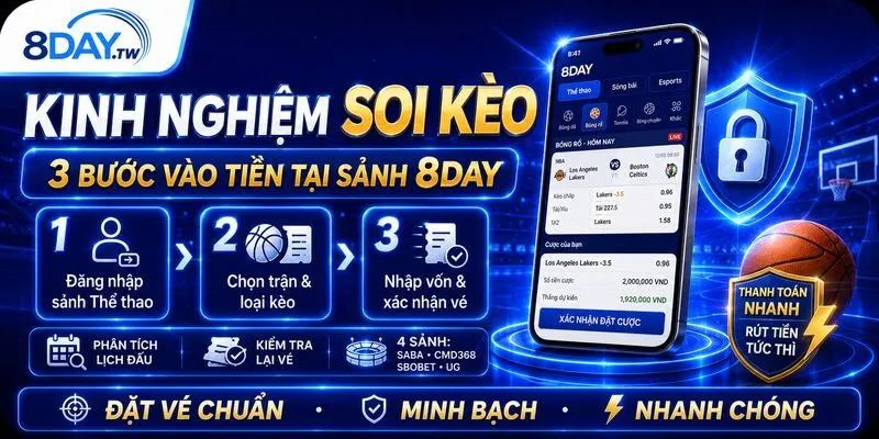 Cá Cược Bóng Rổ - Hướng Dẫn Đọc Kèo Chi Tiết Tại 8DAY 4 Phương pháp cá cược bóng rổ và thao tác đặt vé chuẩn