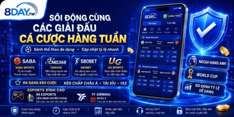 Sảnh thể thao 8DAY đa dạng kèo cược và cập nhật nhanh